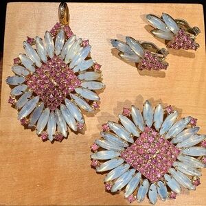 Unverified Juliana Elegant Pink and White Floral Jewelry Set